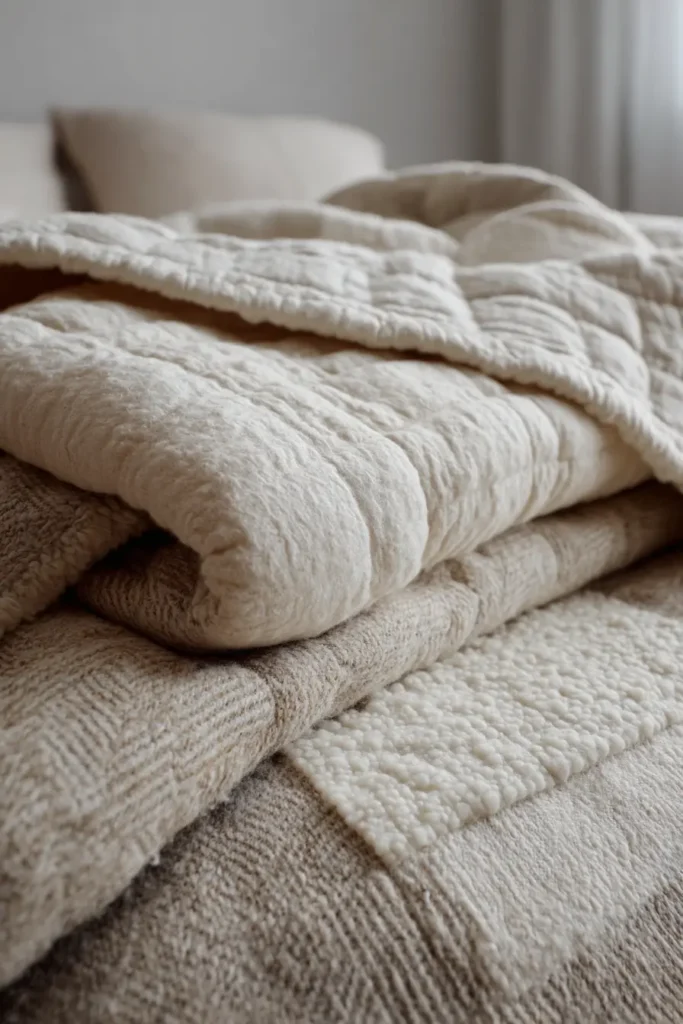 Minimalist Neutral Wool Quilts for Modern Winter Decor