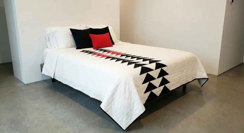 Minimalist Red, Black, and White Quilts with Clean Lines