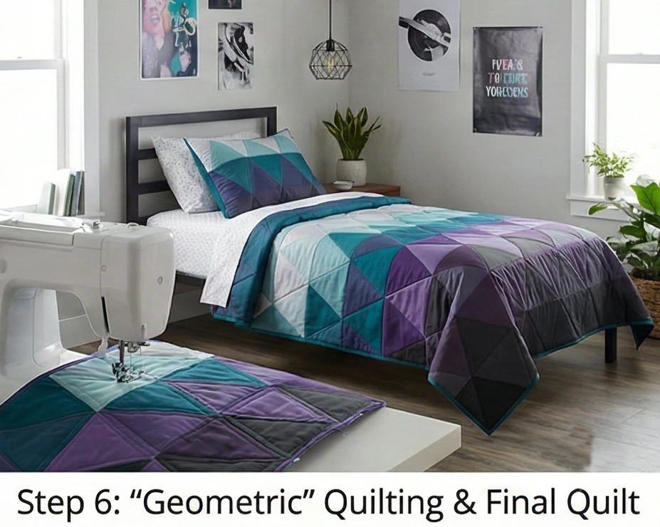 Modern Geometric Quilt Designs for a Stylish Teen Room