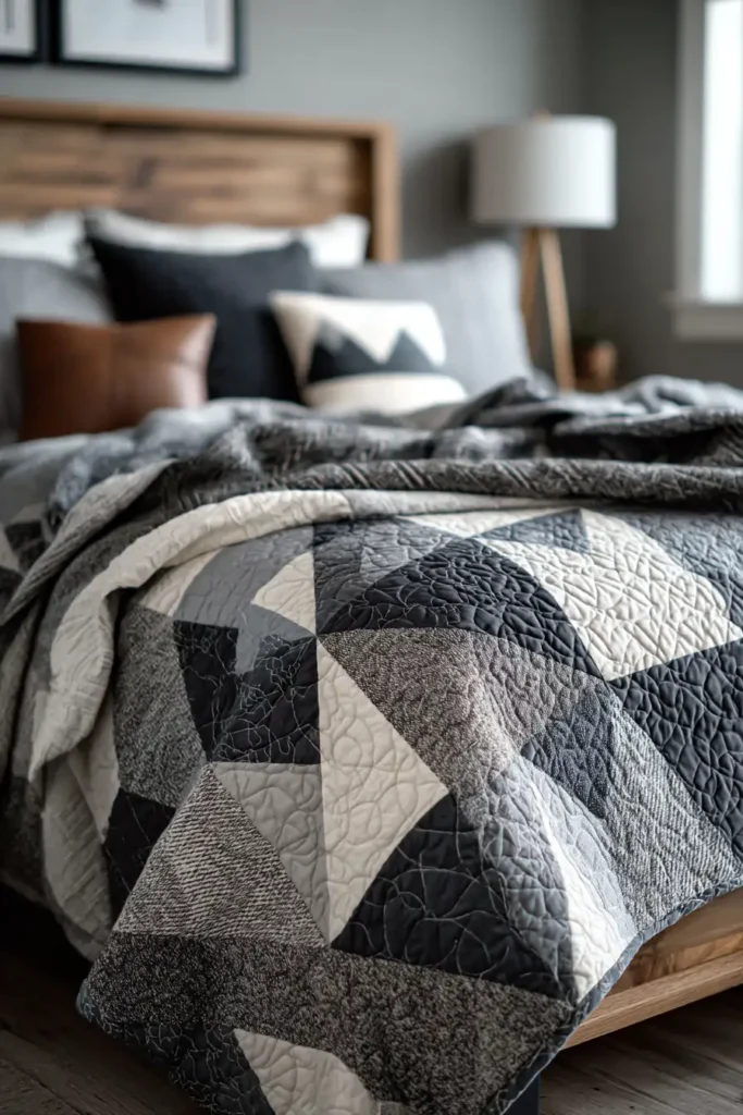 Modern Geometric Triangle Quilt Patterns for Teen Boys