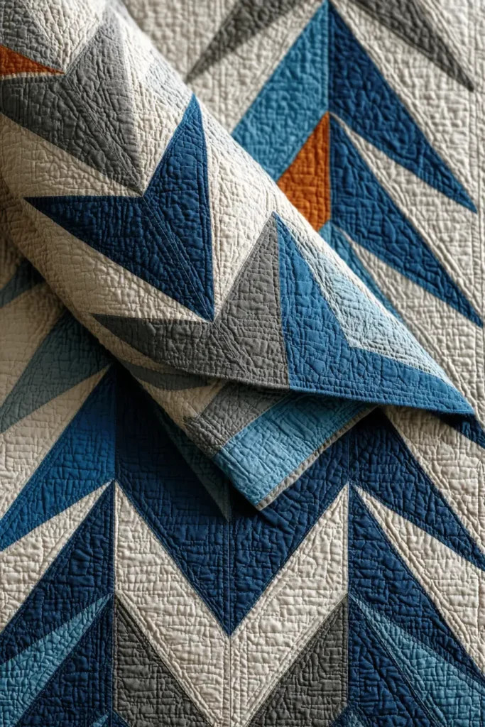 Modern Geometric Triangle Quilt Patterns for Teen Boys