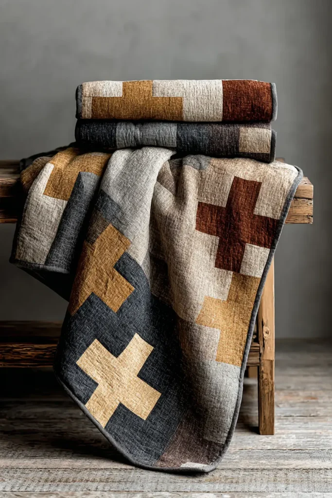 Modern Nordic Cross Quilt Ideas for Living Room Accents