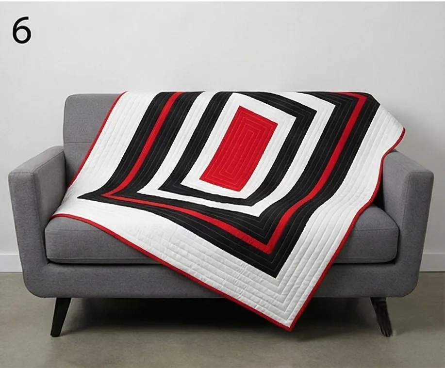 Modern Red, Black, and White Throw Quilts for Sectionals and Loveseats