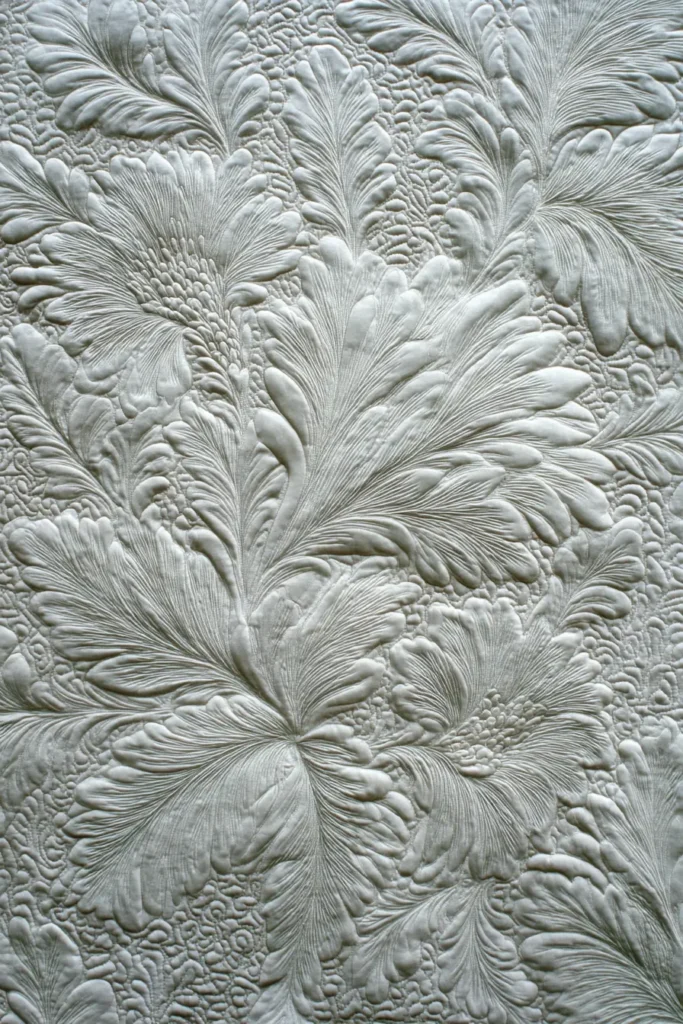 Monochromatic White-on-White Hawaiian Quilts for Subtle Elegance