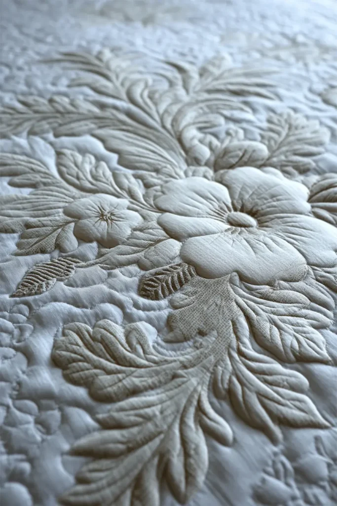 Monochromatic White-on-White Hawaiian Quilts for Subtle Elegance