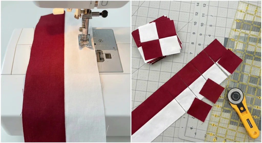 Mosaic Tile Inspired Red, Black, and White Quilts