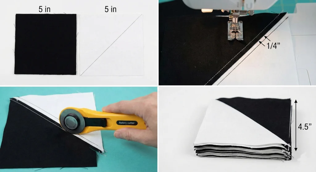 Mosaic Tile Inspired Red, Black, and White Quilts