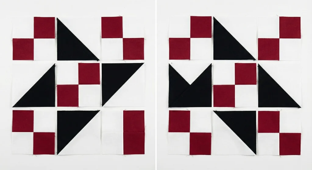 Mosaic Tile Inspired Red, Black, and White Quilts