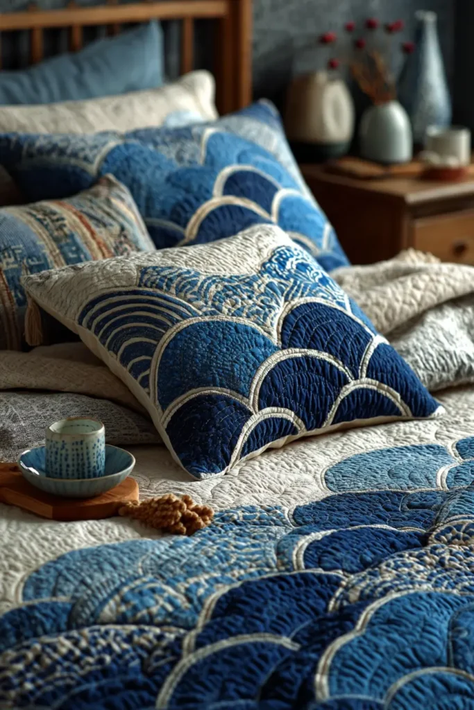 Ocean Wave Seigaiha Patterns for Relaxing Bedroom Decor