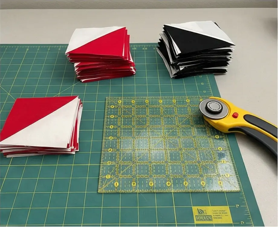 Pinwheel Quilt Ideas in Red, Black, and White for Sofa Pillow