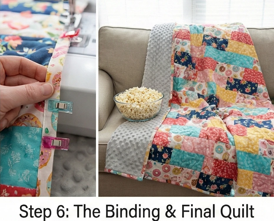 Plush Minky-Backed Quilt Throws for Sleepover Parties