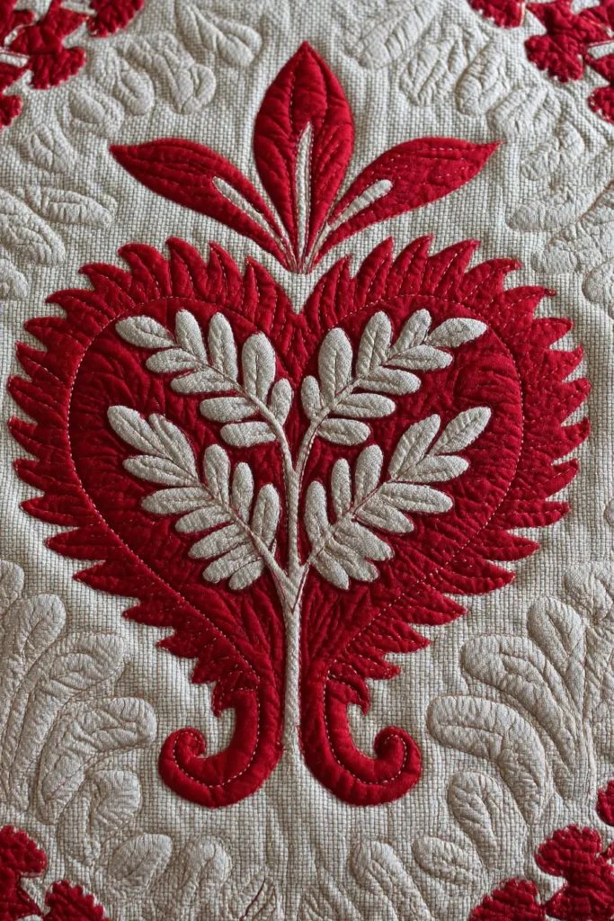 Quilted Chair Pads Featuring the Hawaiian Heart (Mano) Design