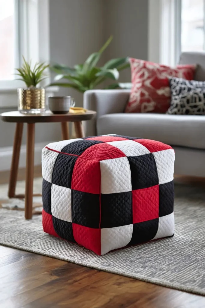 Quilted Floor Poufs and Ottomans for Flexible Seating