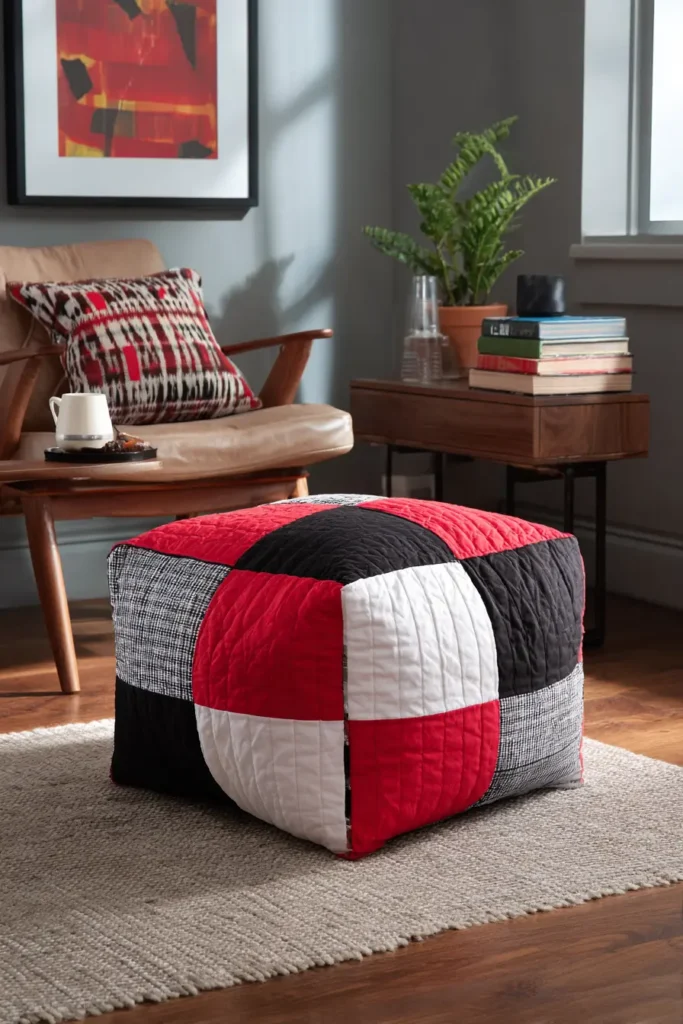 Quilted Floor Poufs and Ottomans for Flexible Seating