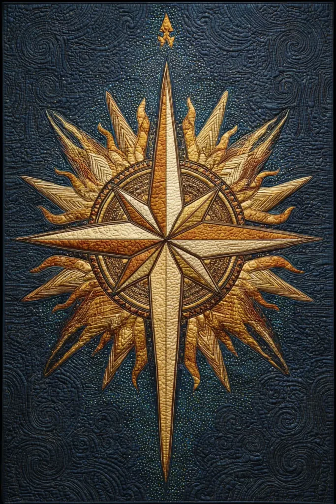 Radiant Sunburst Star Quilt Medallions for Hallway Decor