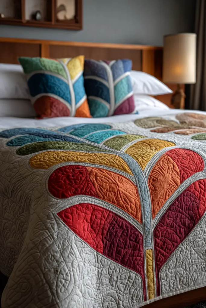 Rainbow Eucalyptus Hawaiian Quilt for Artistic Wall Decor