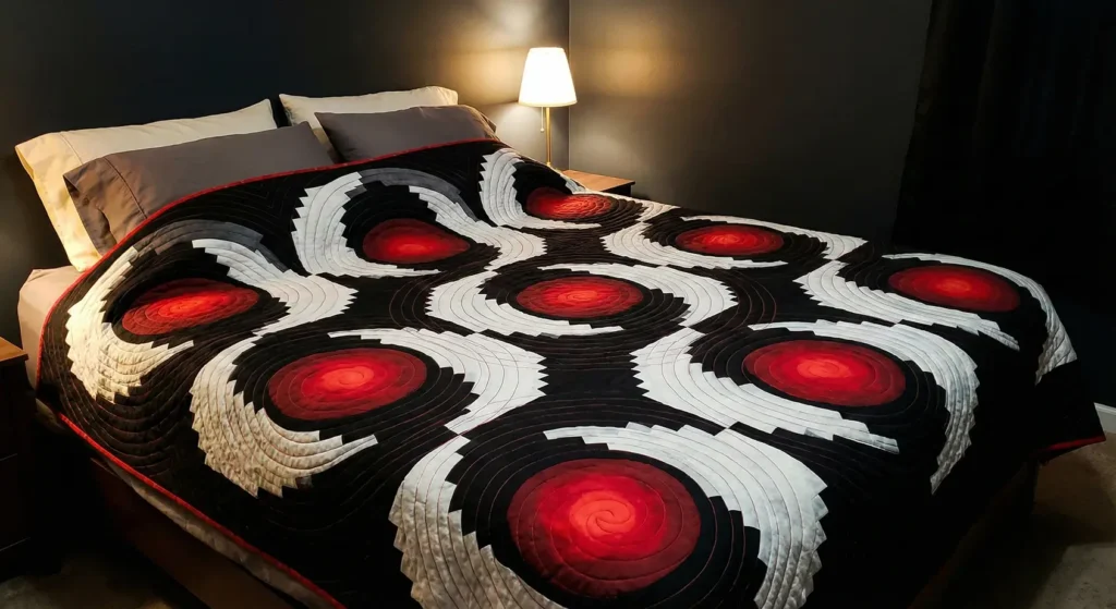 Red, Black, and White Sophisticated Log Cabin Quilt Patterns