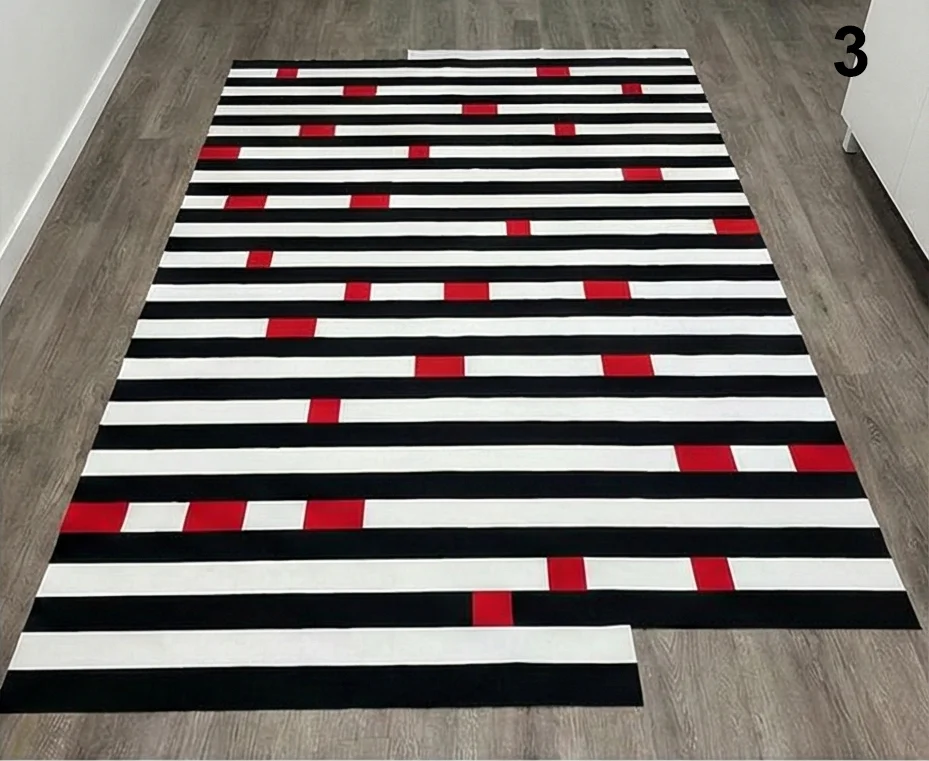 Red, Black, and White Stripe Quilts for Sleek Modern Sofas