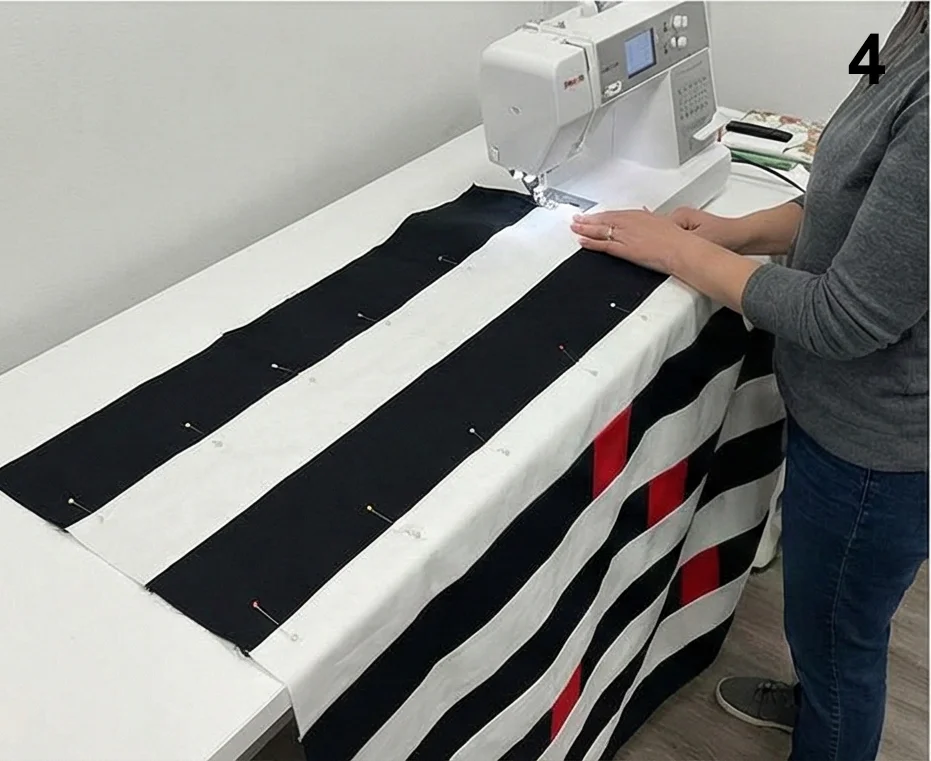 Red, Black, and White Stripe Quilts for Sleek Modern Sofas