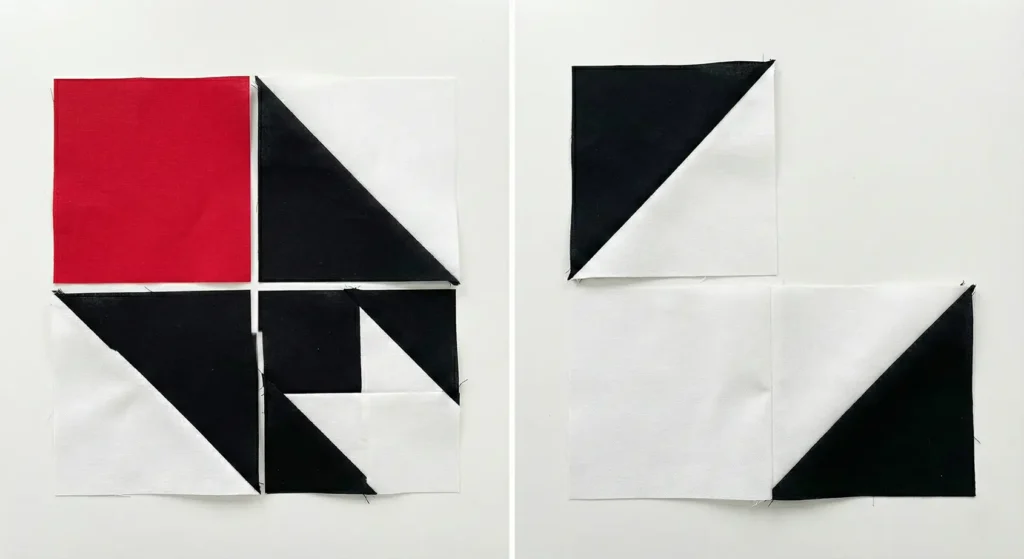 Rustic Bear Paw Blocks in Red, Black, and White