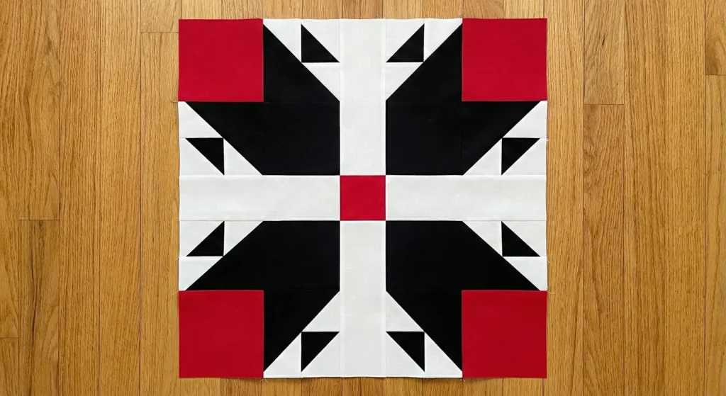 Rustic Bear Paw Blocks in Red, Black, and White