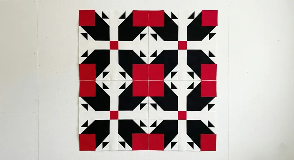 Rustic Bear Paw Blocks in Red, Black, and White