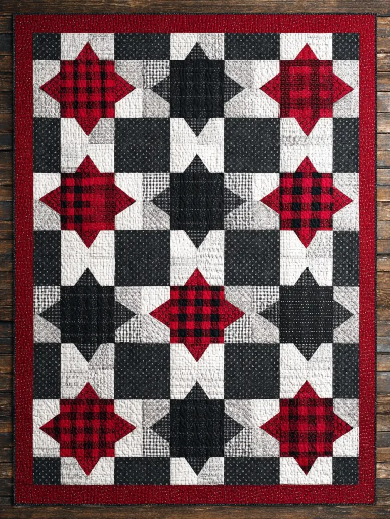 Rustic Farmhouse Red, Black, and White Quilt Designs