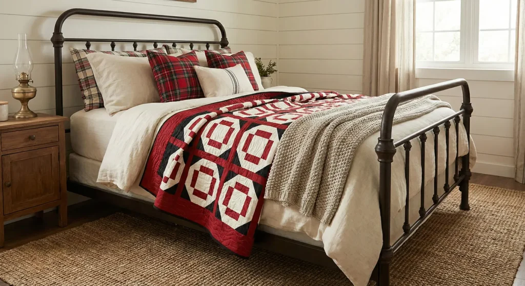 Rustic Farmhouse Red, Black, and White Quilt Designs