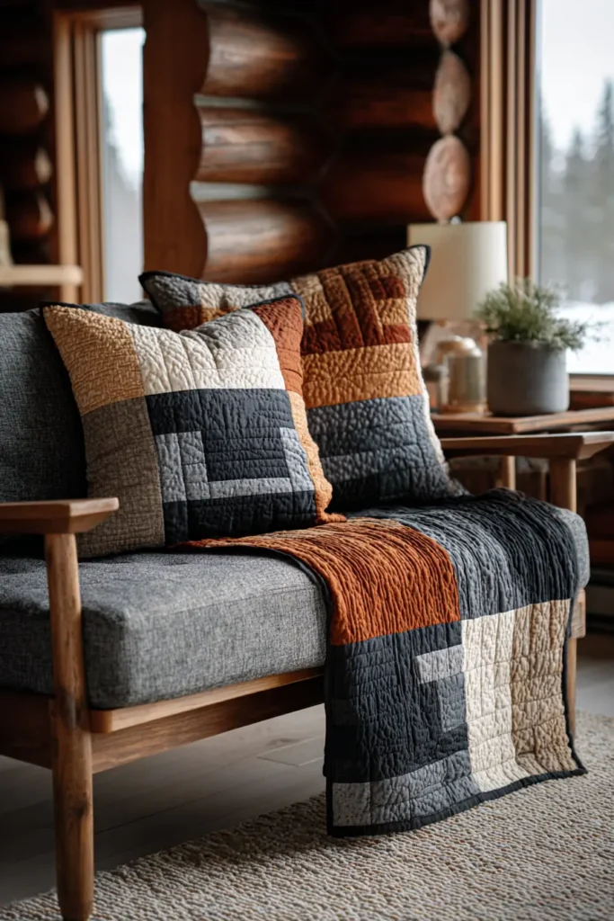 Rustic Nordic Log Cabin Patterns for Stylish Couch Protection