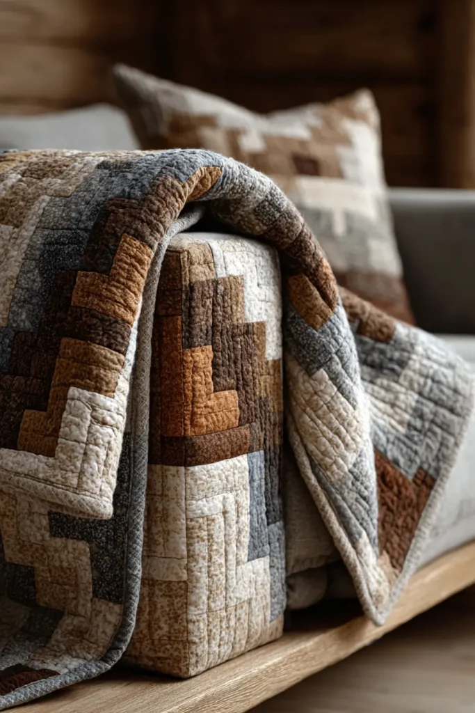 Rustic Nordic Log Cabin Patterns for Stylish Couch Protection