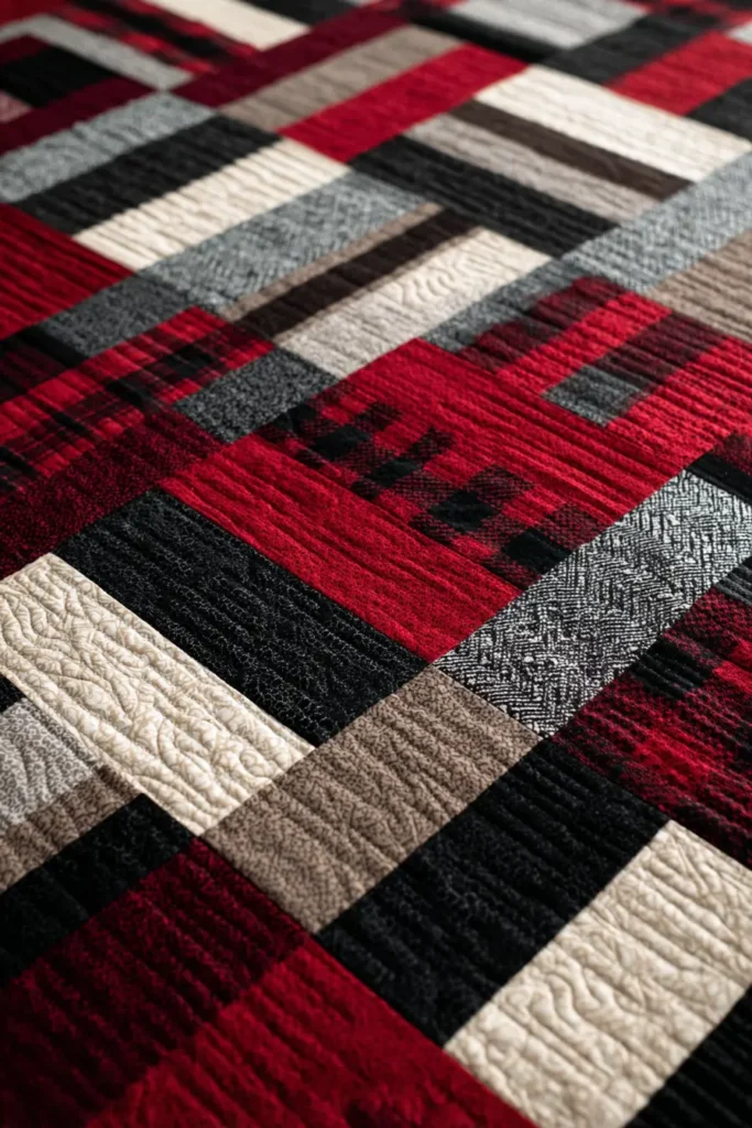 Rustic Plaid Red and Black Quilt for Cozy Combined Spaces