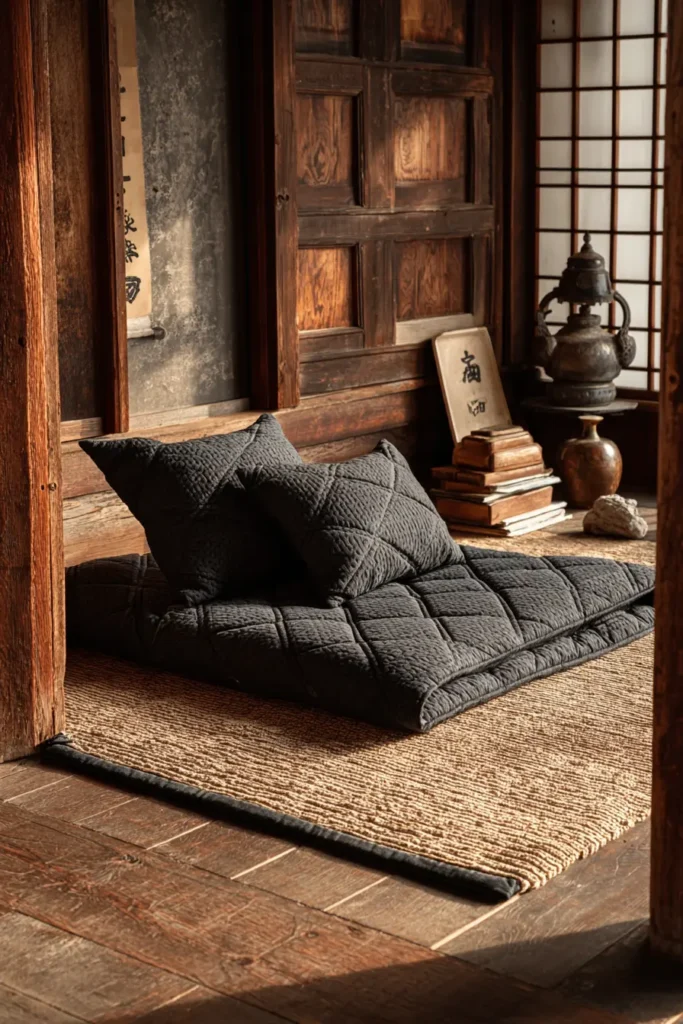 Sashiko Quilted Floor Throws for Cozy Minimal Living Areas