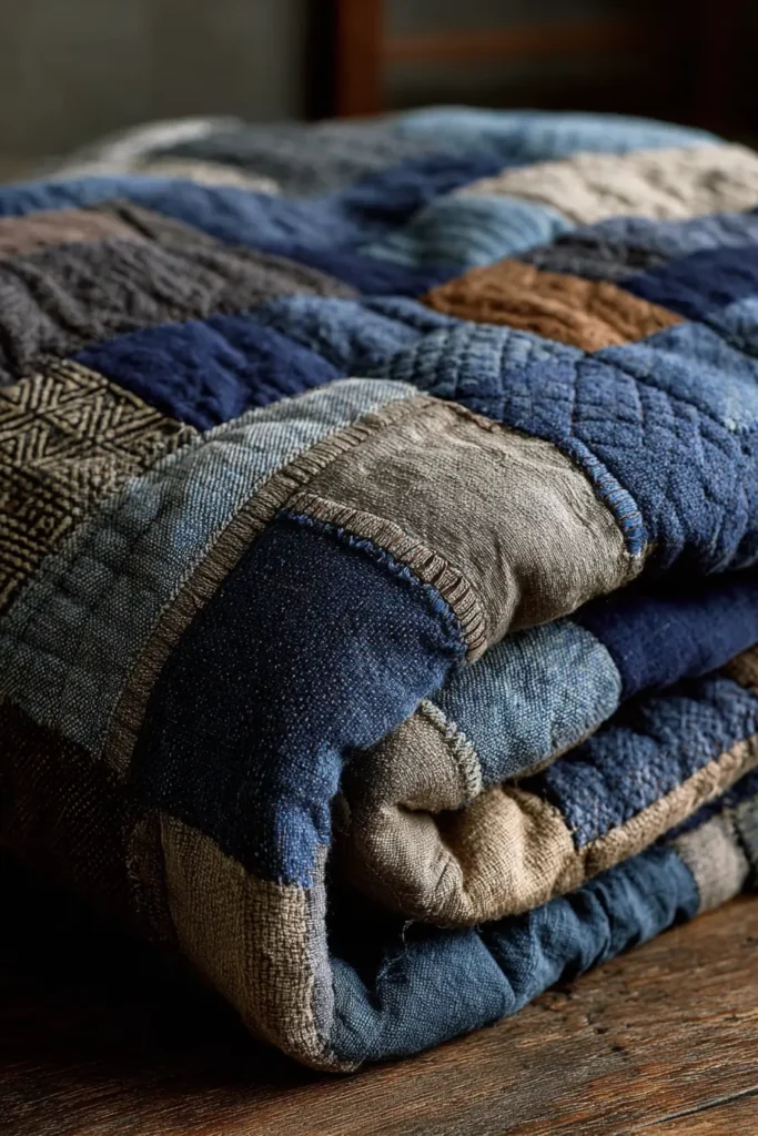 Sashiko Quilted Floor Throws for Cozy Minimal Living Areas