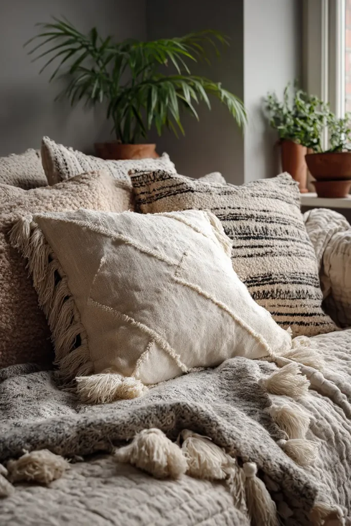Scandi-Boho Fringed Quilt Throws for Texture and Comfort