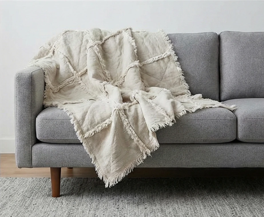 Scandi-Boho Fringed Quilt Throws for Texture and Comfort