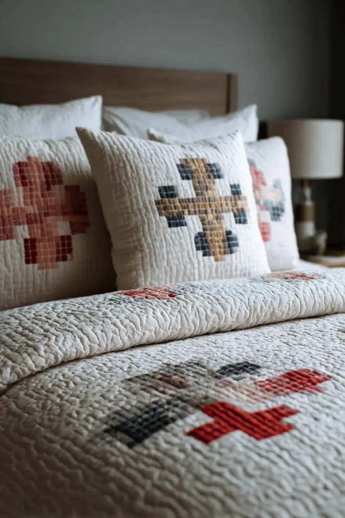 Scandinavian Cross Quilt Designs for Minimalist Bed Covers