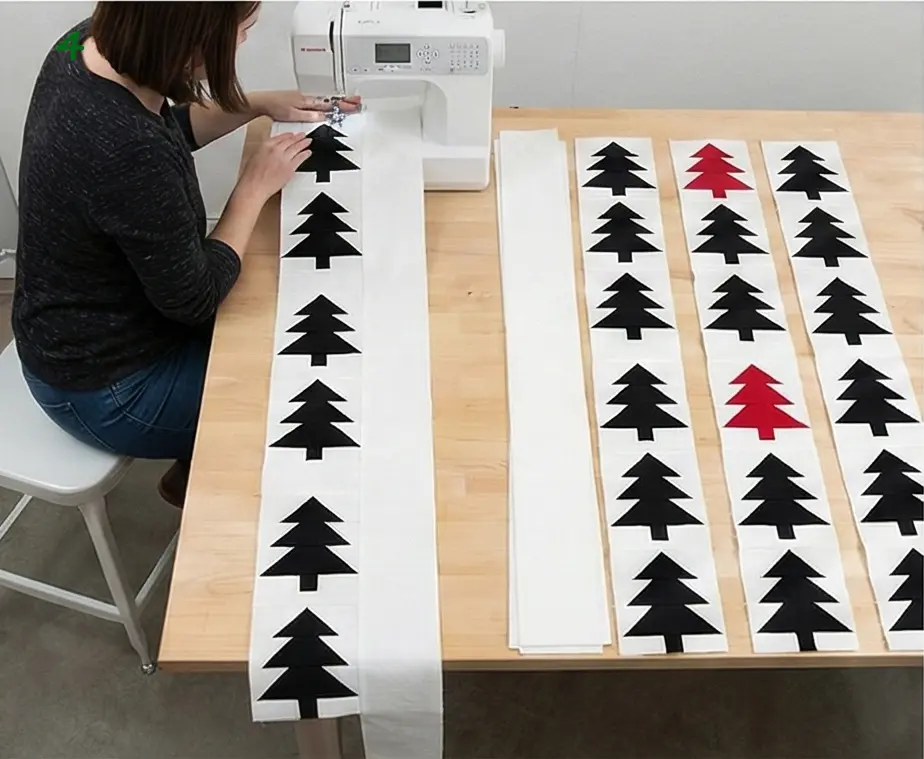 Scandinavian-Inspired Red, Black, and White Quilts for a Minimal Living Room