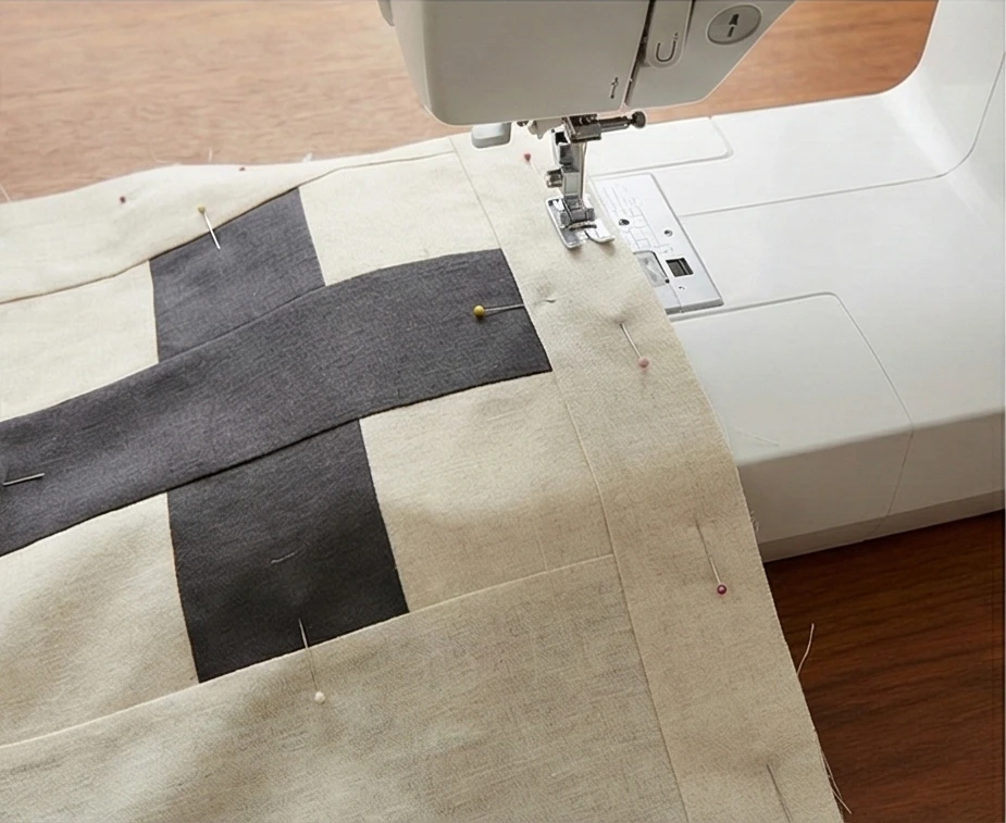 Scandinavian Quilted Table Runners in Cream and Charcoal