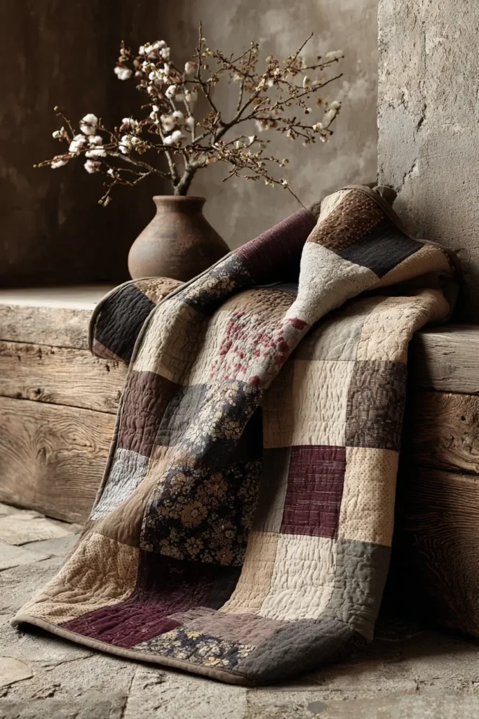 Scrappy Yosegire Patchwork Throws for Rustic Charm