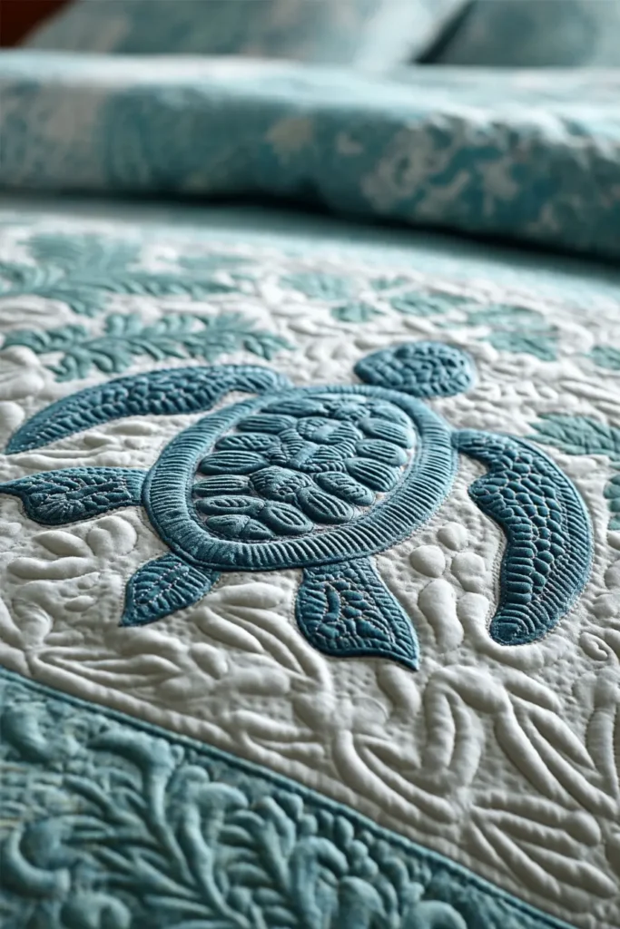 Sea Turtle Motif Hawaiian Quilt Ideas for Throw Blankets