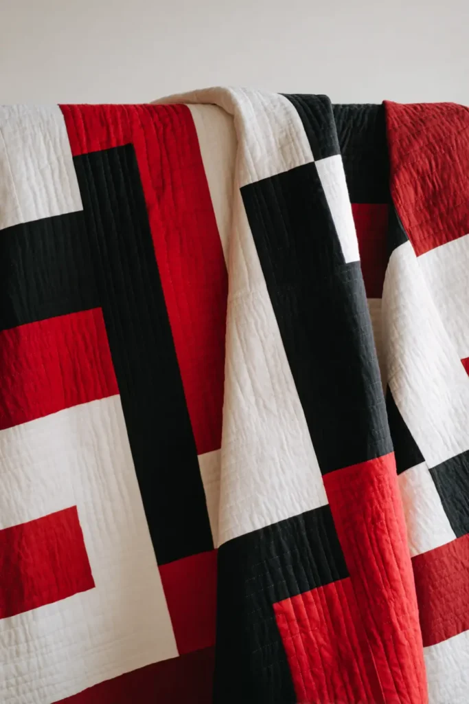 Simple Color Block Quilt for Tying Both Spaces Together