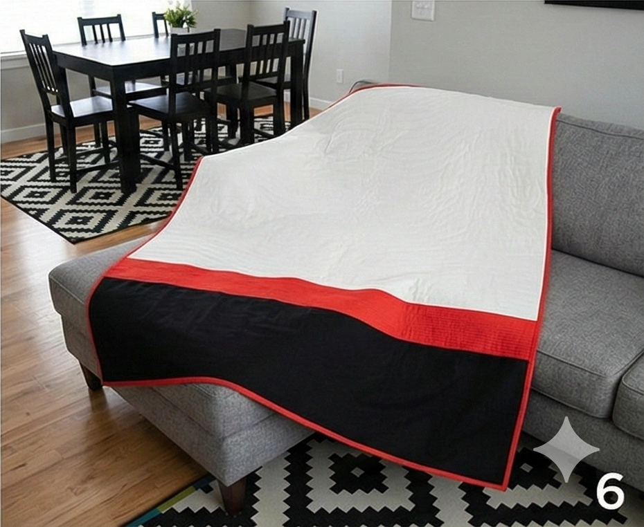 Simple Color Block Quilt for Tying Both Spaces Together