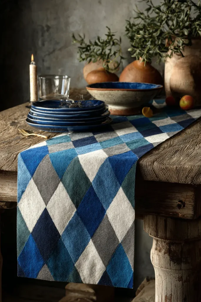 Simple Scandinavian Diamond Quilt for Dining Table Runners
