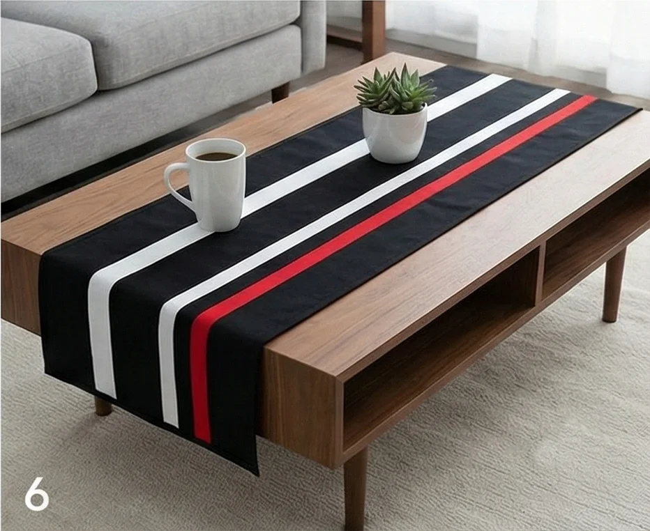 Sleek Striped Quilt Runners for Coffee Tables