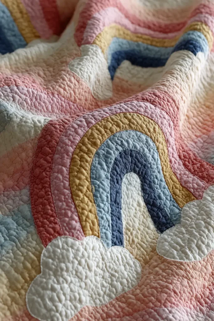 Soft Pastel Rainbow Quilt Pattern for Girls' Dreamy Bedrooms
