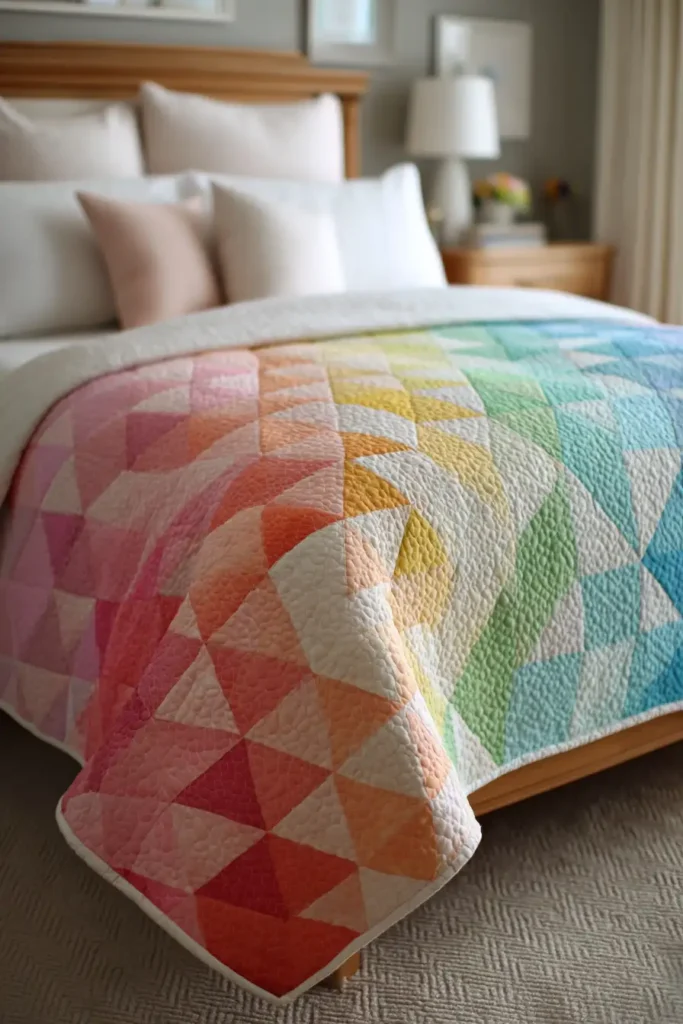 Soft Pastel Rainbow Quilt Pattern for Girls' Dreamy Bedrooms