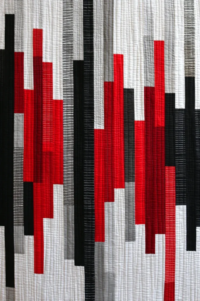 Statement Red, Black, and White Quilts for a Modern Sofa Throw