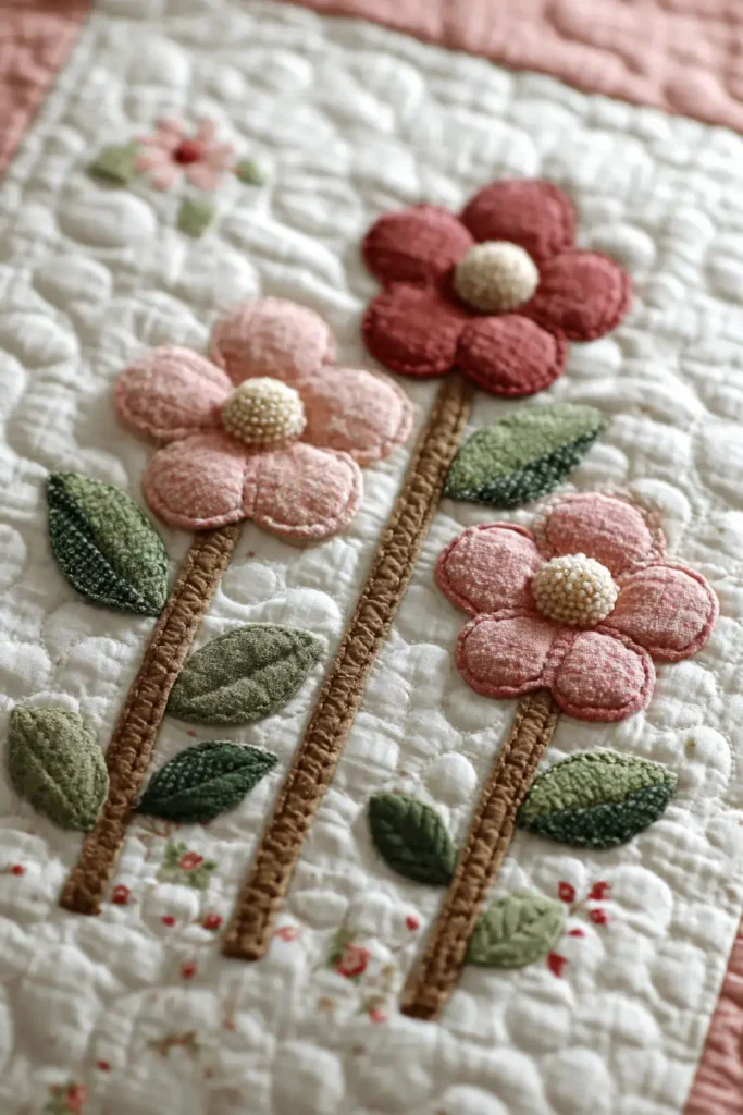 Sweet Floral Appliqué Quilt Designs for a Gentle Touch