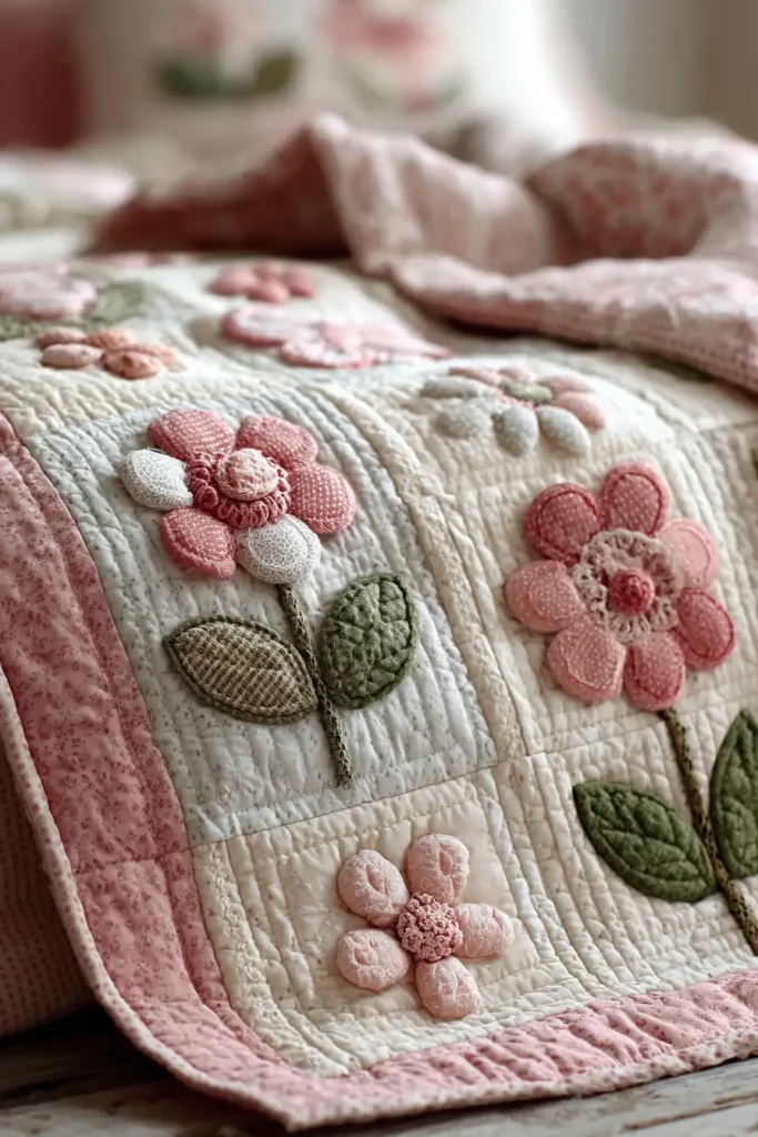 Sweet Floral Appliqué Quilt Designs for a Gentle Touch
