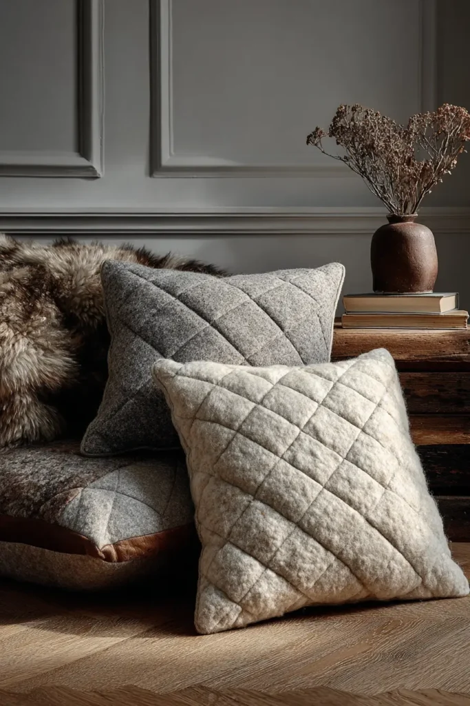 Textured Scandi-Style Quilted Pillow Covers for Living Rooms